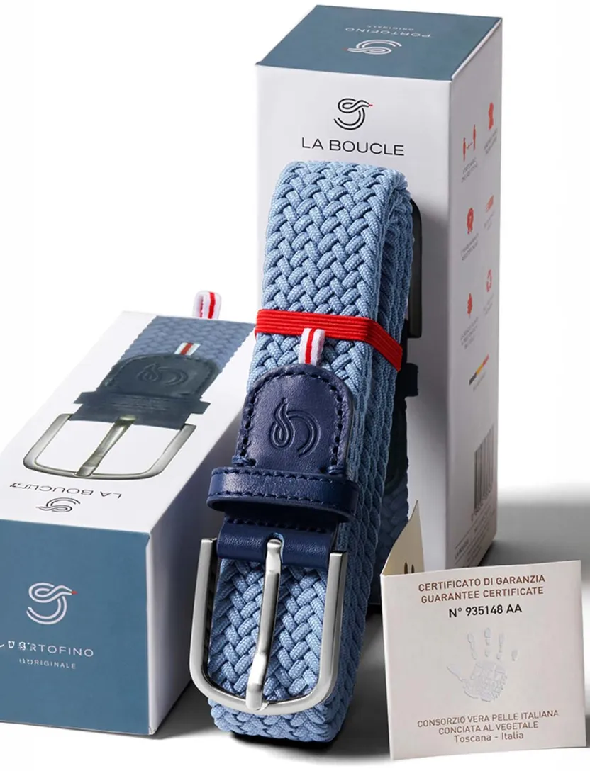 La Boucle riem Portofino Original blauw stretch effen