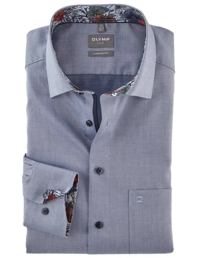 Olymp Overhemd Olymp Luxor Comfort Fit blauw strijkvrij