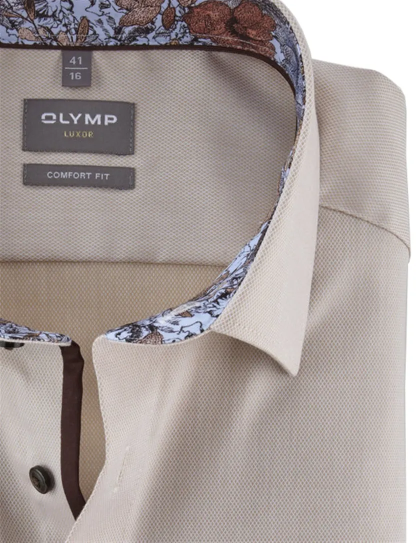business overhemd Olymp Luxor Comfort Fit beige strijkvrij