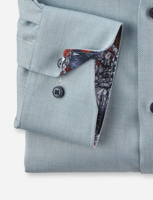 Overhemd Olymp groen print wijde fit