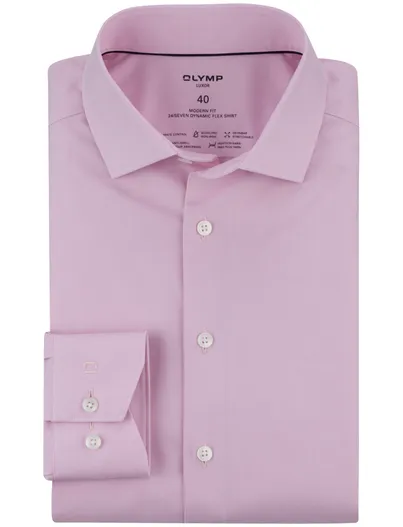 Olymp Olymp Modern Fit overhemd roze effen katoen