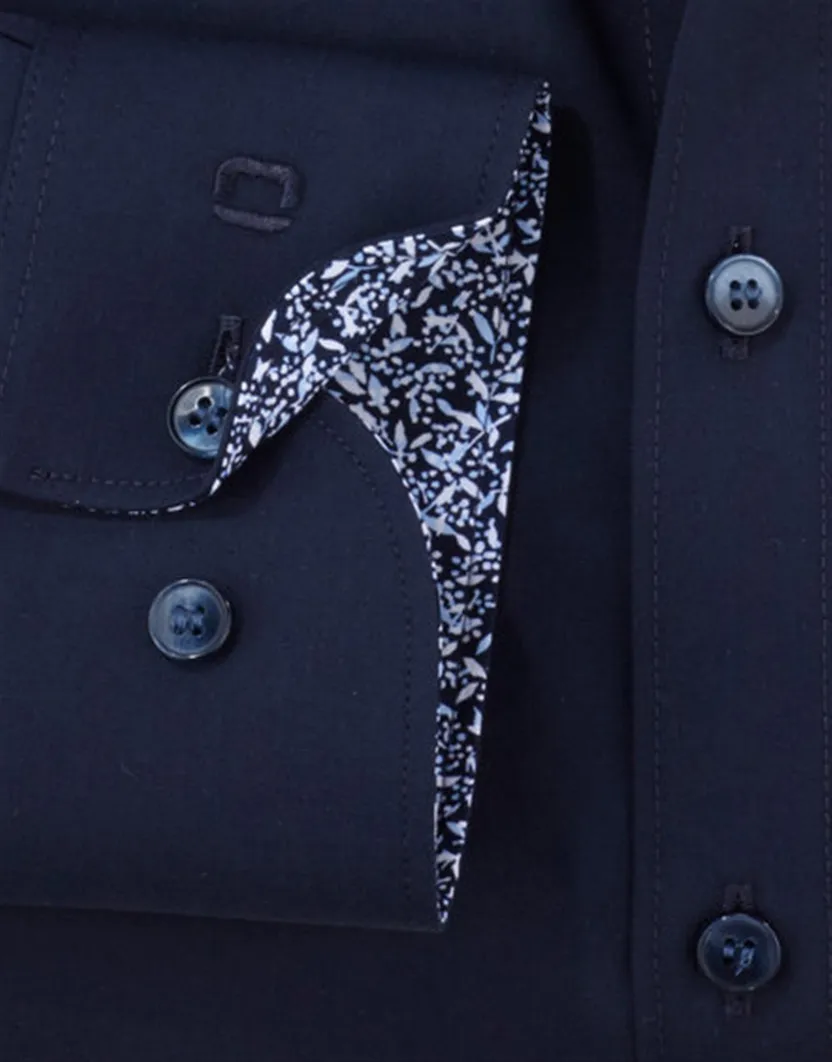 overhemd mouwlengte 7 Olymp Level Five body fit donkerblauw effen