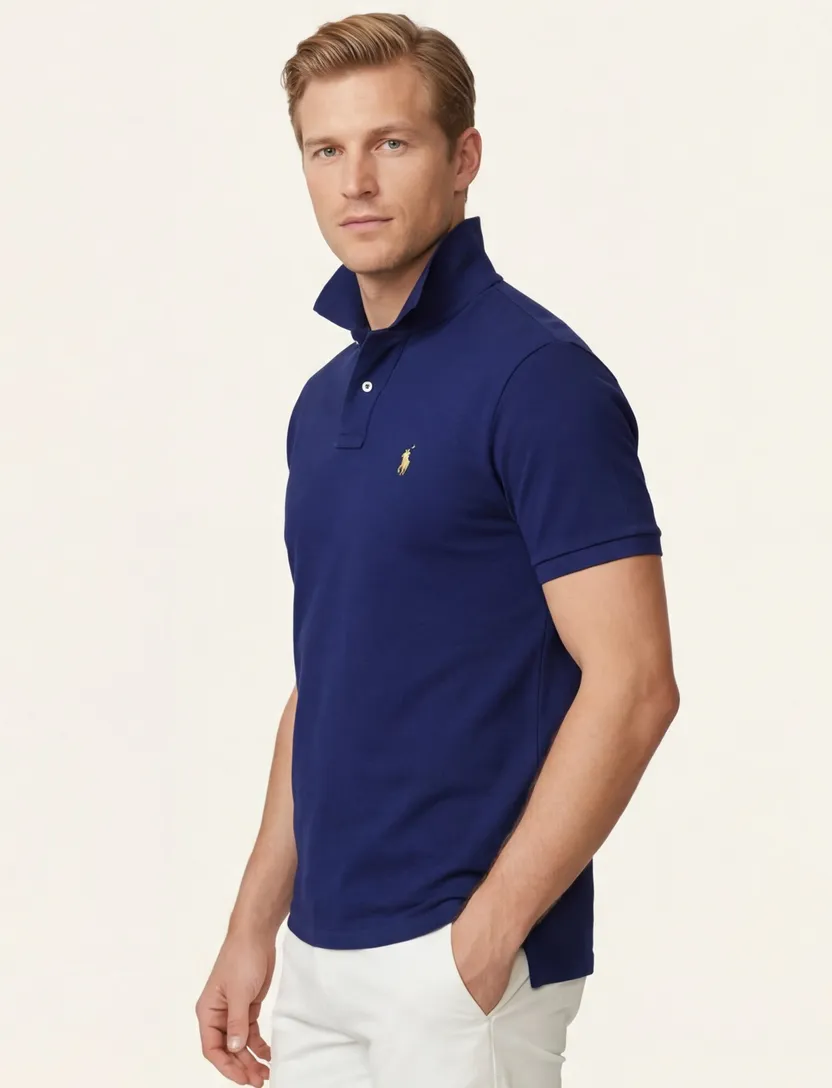 Polo Ralph Lauren effen blauwe polo normale fit