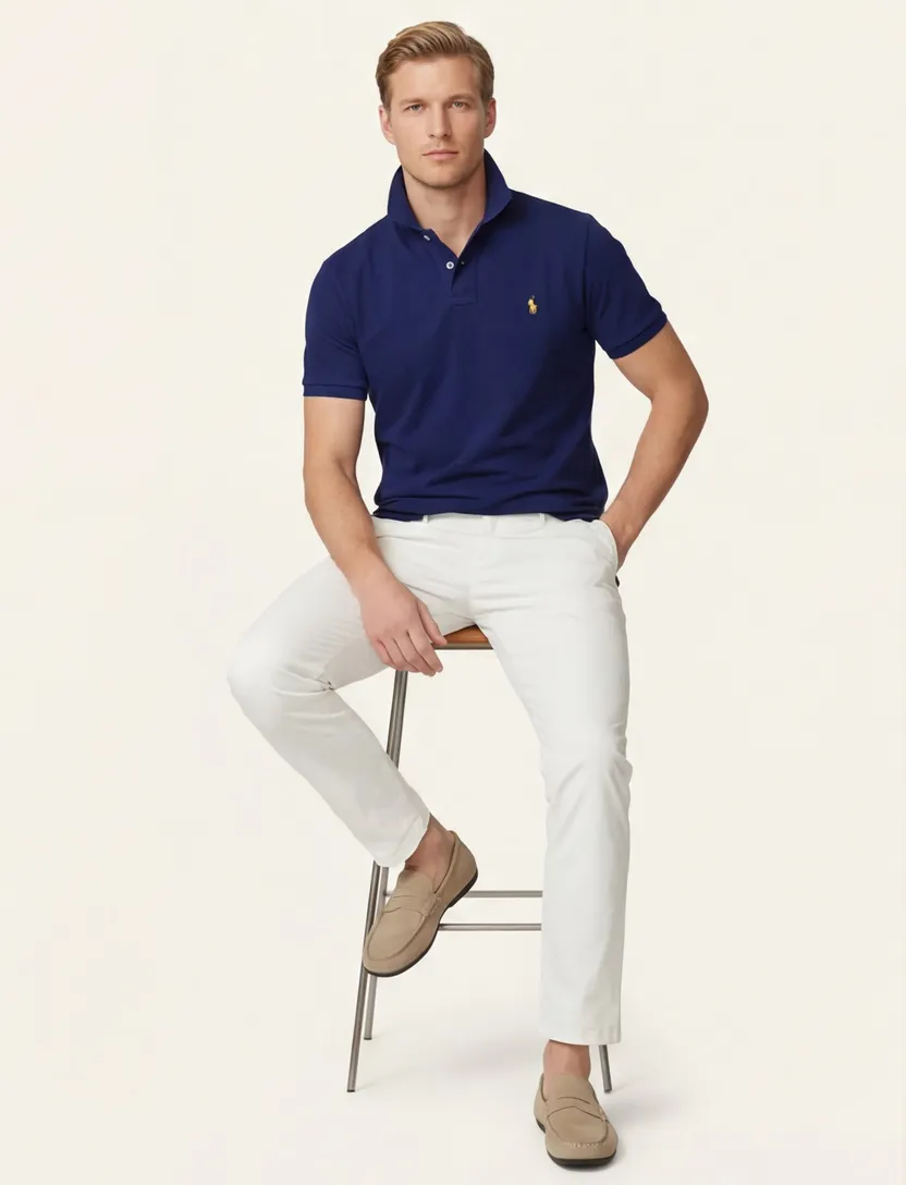 Polo Ralph Lauren effen blauwe polo normale fit