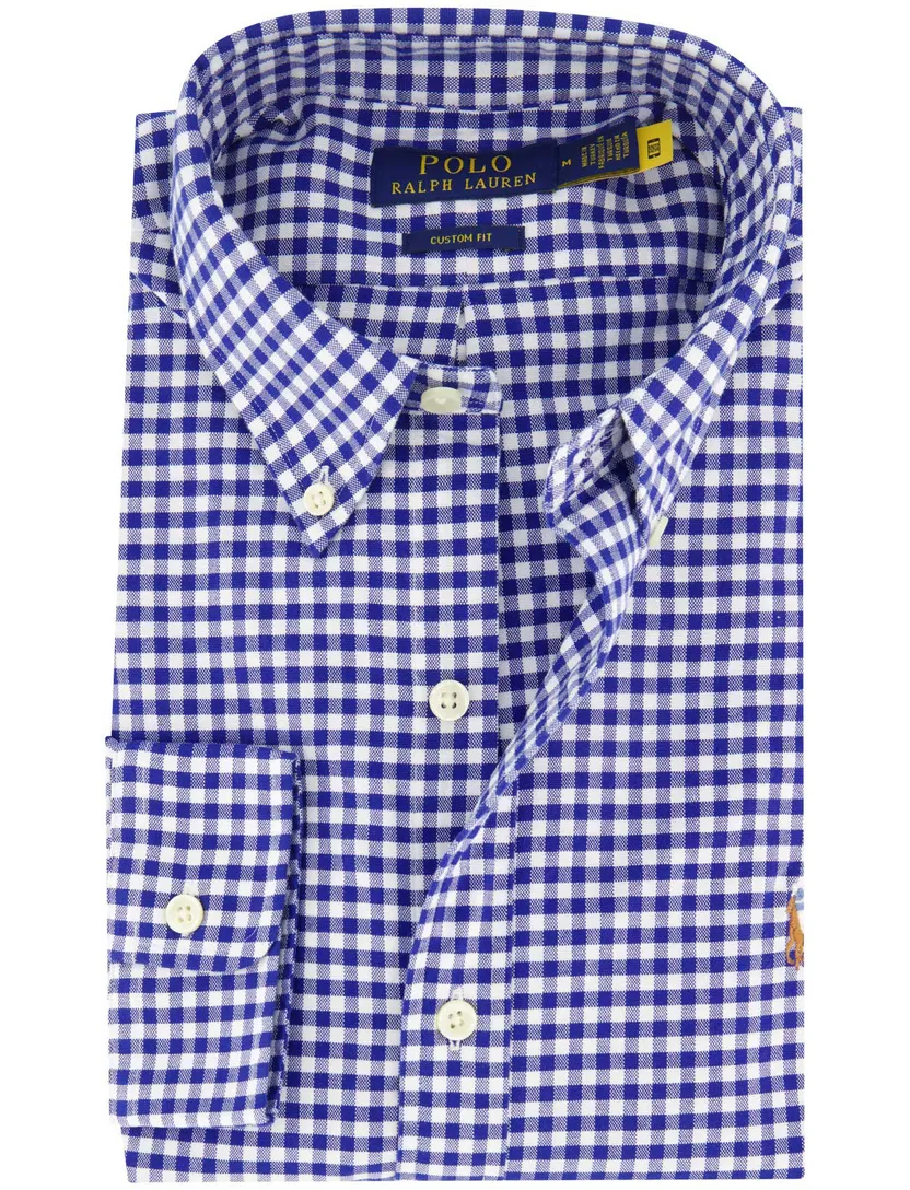 katoenen overhemd Polo Ralph Lauren geruit blauw