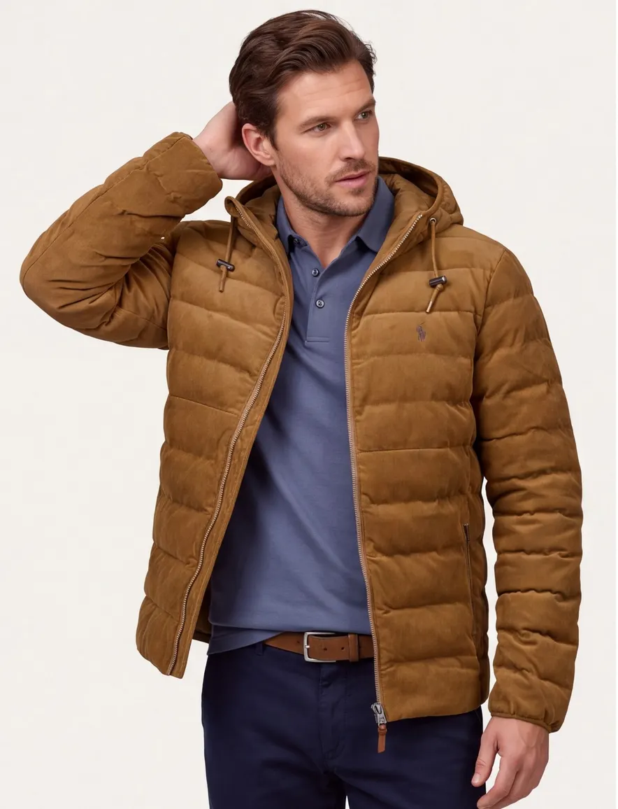 Polo Ralph Lauren winterjas corduroy camel halflang