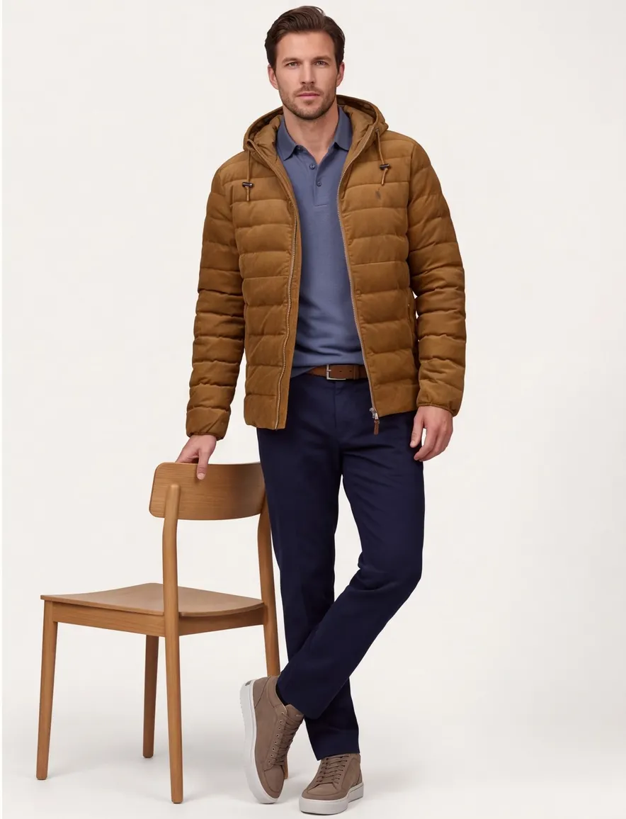 Polo Ralph Lauren winterjas corduroy camel halflang