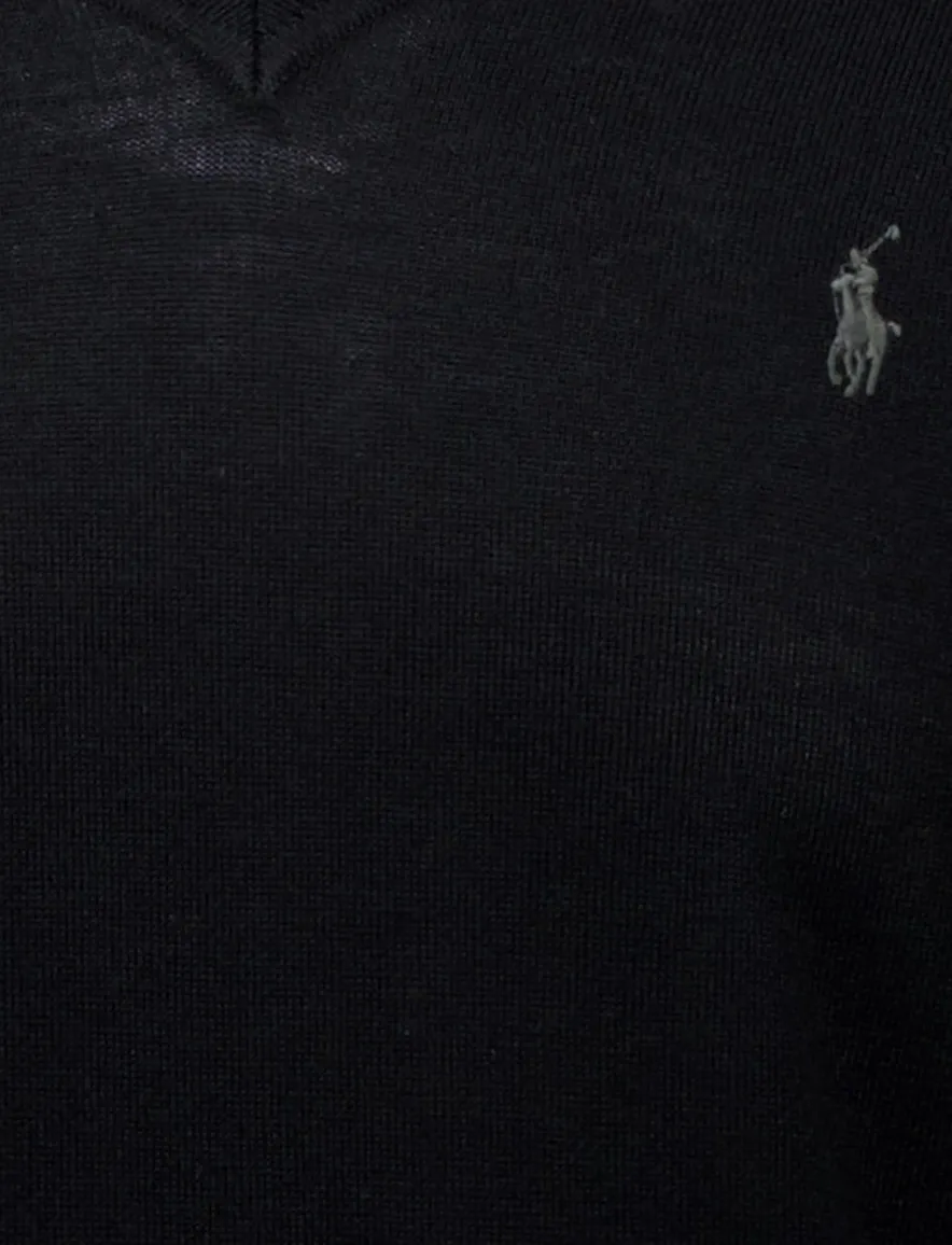 Polo Ralph Lauren trui zwart Slim Fit V-hals gebreid