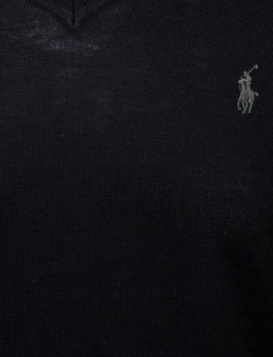Polo Ralph Lauren trui zwart Slim Fit V-hals gebreid