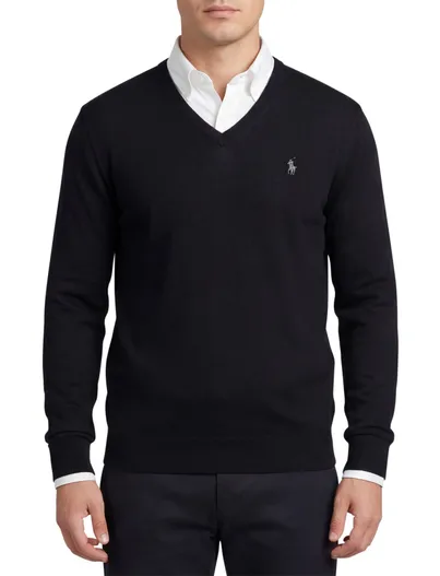 Polo Ralph Lauren Polo Ralph Lauren trui zwart Slim Fit V-hals effen