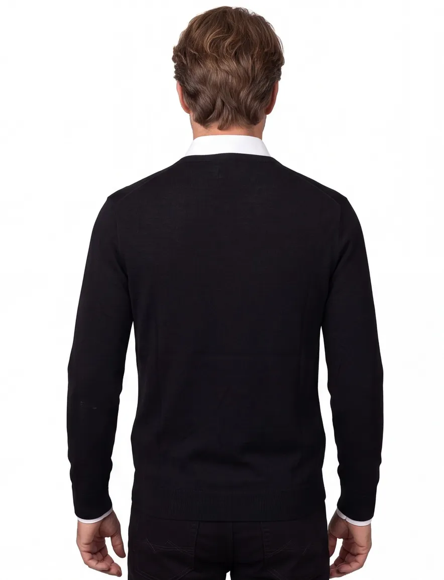 Polo Ralph Lauren trui zwart Slim Fit V-hals gebreid