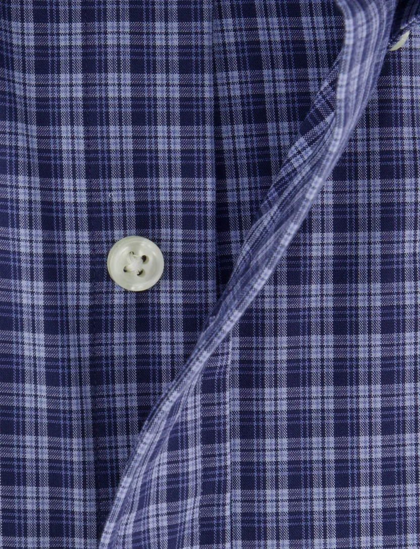 Polo Ralph Lauren overhemd blauw geruit witte knoop