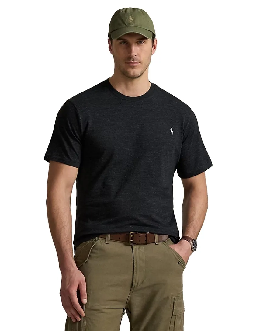 Big & Tall Polo Ralph Lauren t-shirt zwart gemeleerd