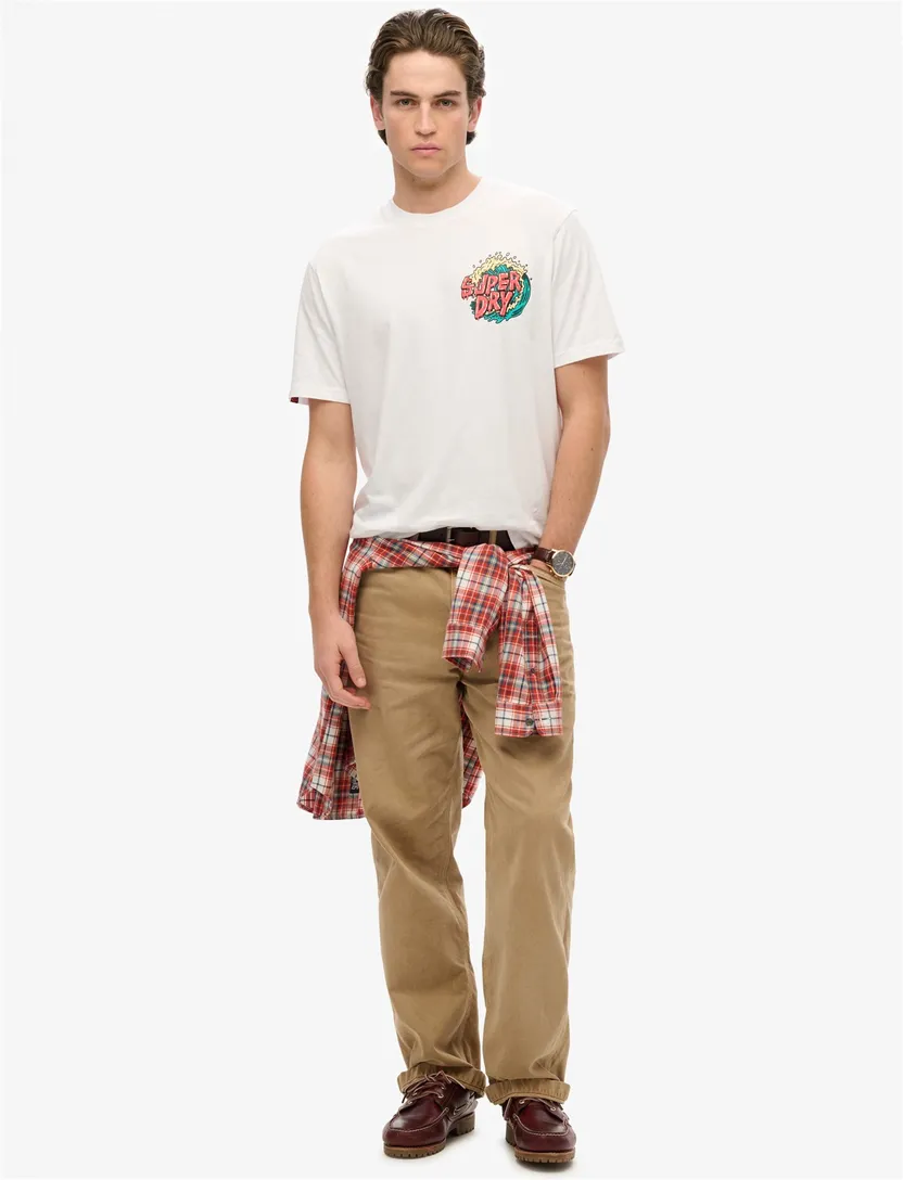 katoenen Superdry T-shirt wit effen met opdruk slim fit