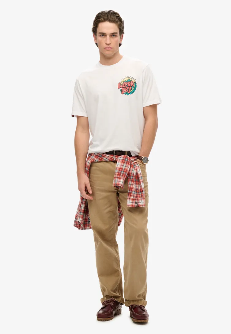 katoenen Superdry T-shirt wit effen met opdruk slim fit