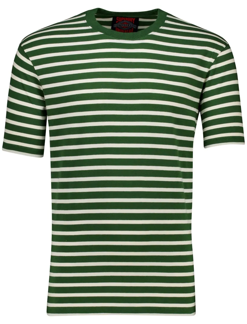 Superdry T-shirt groen wit gestreept katoen