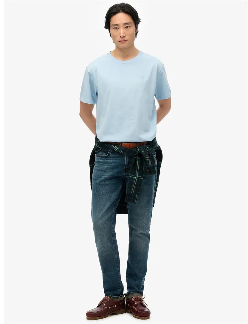 Superdry ronde hals t-shirt lichtblauw effen