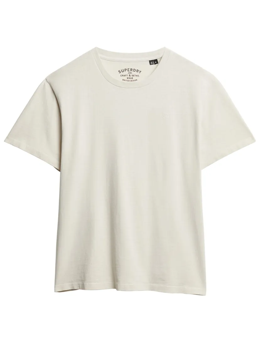 Superdry T-shirt katoen crème effen ronde hals