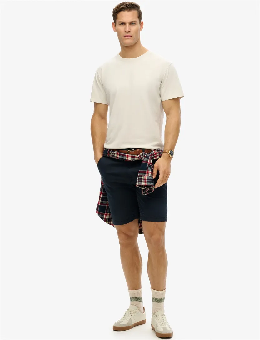 Superdry T-shirt katoen crème effen ronde hals
