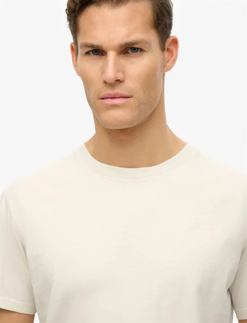 Superdry T-shirt katoen crème effen ronde hals