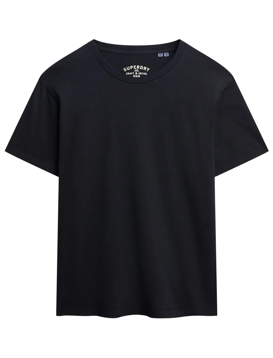 Superdry T-shirt donkerblauw effen ronde hals katoen
