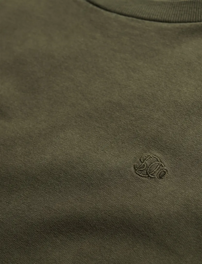 Superdry T-shirt katoen groen effen ronde hals