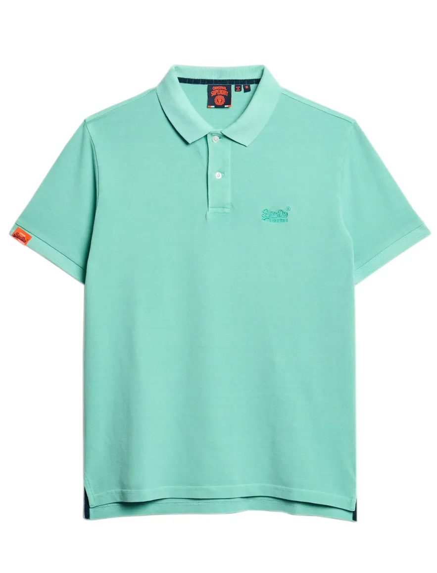 Superdry polo lichtblauw effen pique