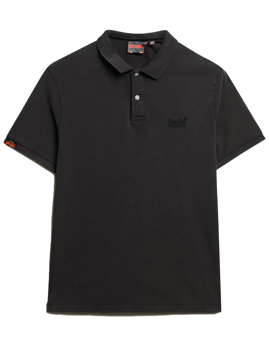 Superdry polo bruin effen pique katoen