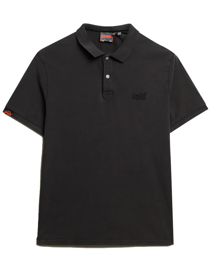Superdry polo bruin effen pique korte mouw