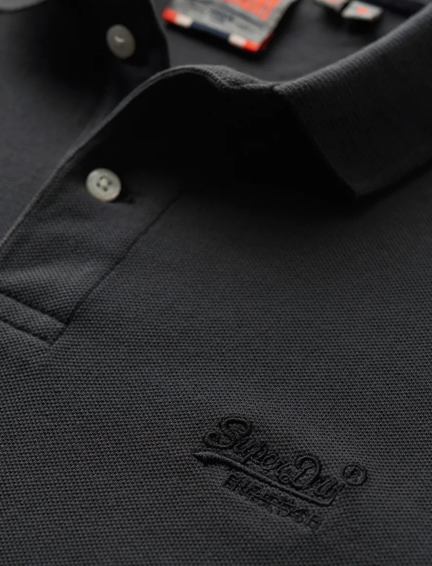 Superdry polo bruin effen pique katoen