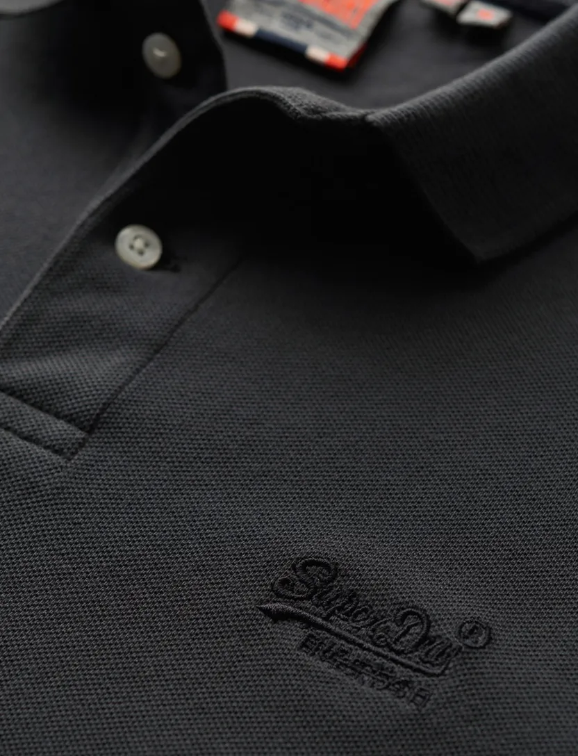 Superdry polo bruin effen pique korte mouw