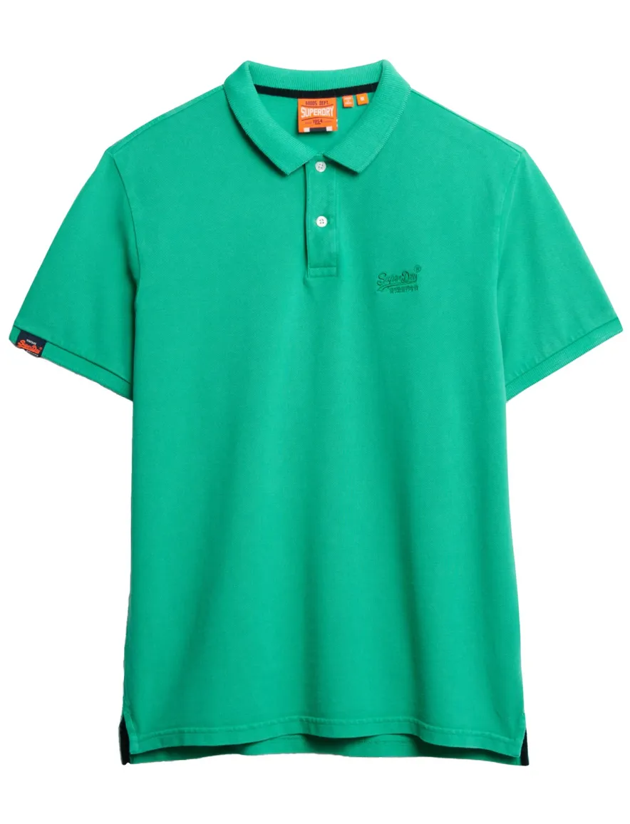 Superdry polo groen effen pique korte mouw