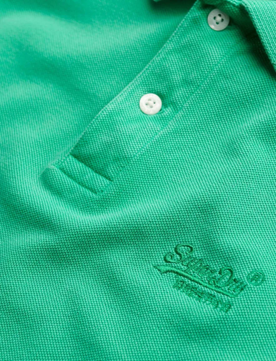 Superdry polo groen effen pique korte mouw katoen
