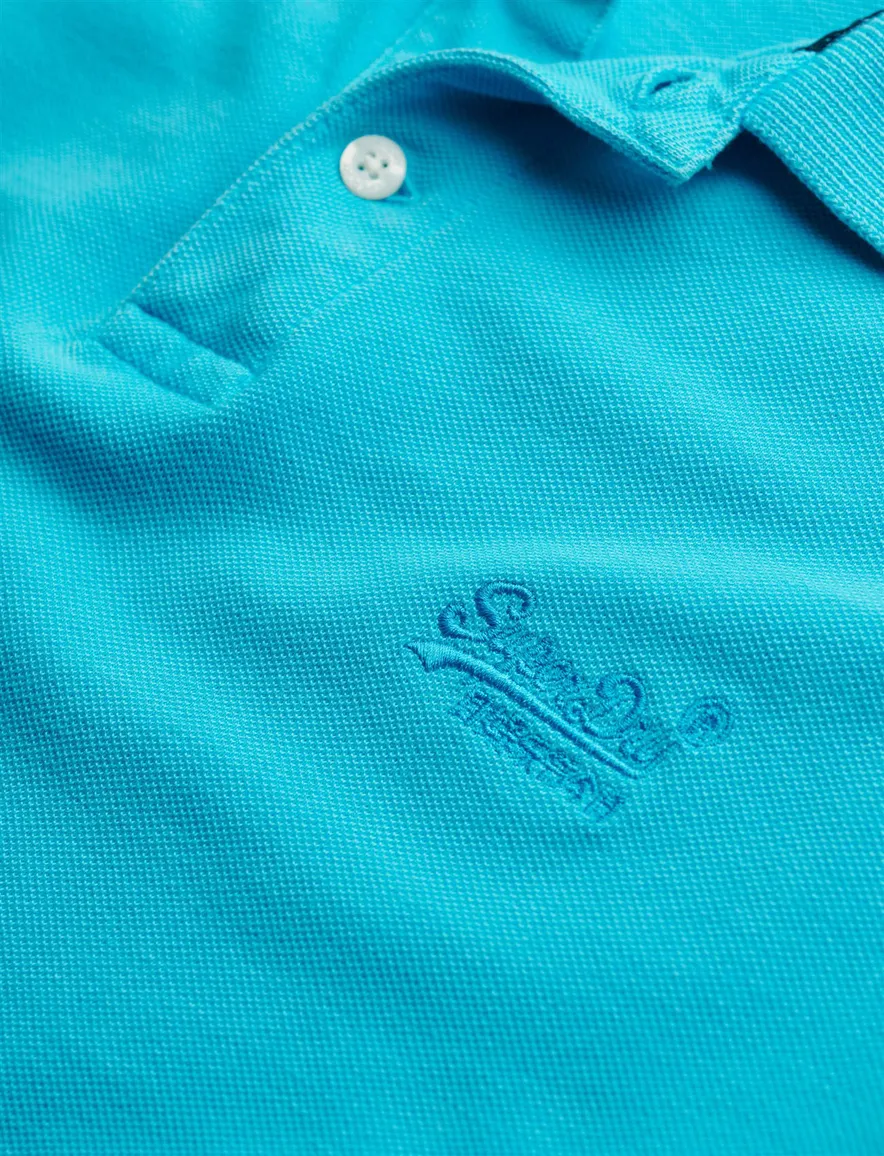 Superdry polo knalblauw effen pique korte mouw