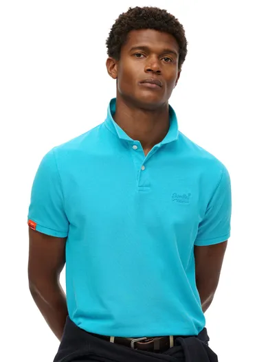 Superdry Superdry polo blauw effen pique korte mouw