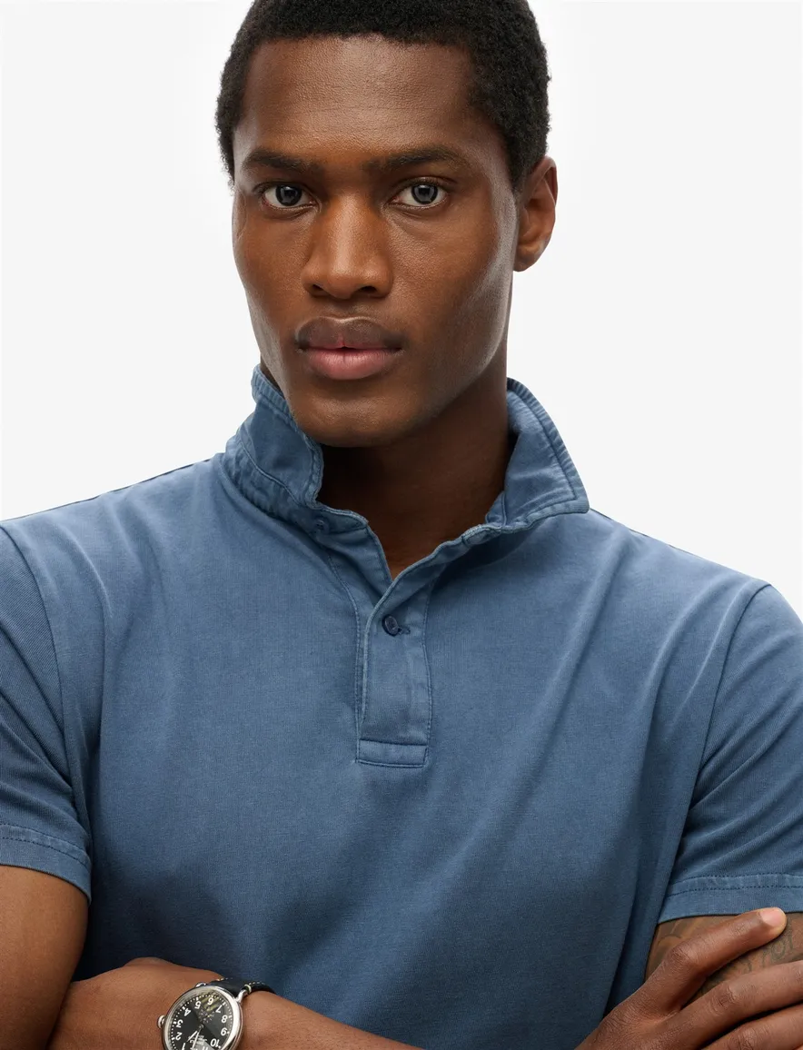 Superdry polo donkerblauw 2 knoops korte mouw