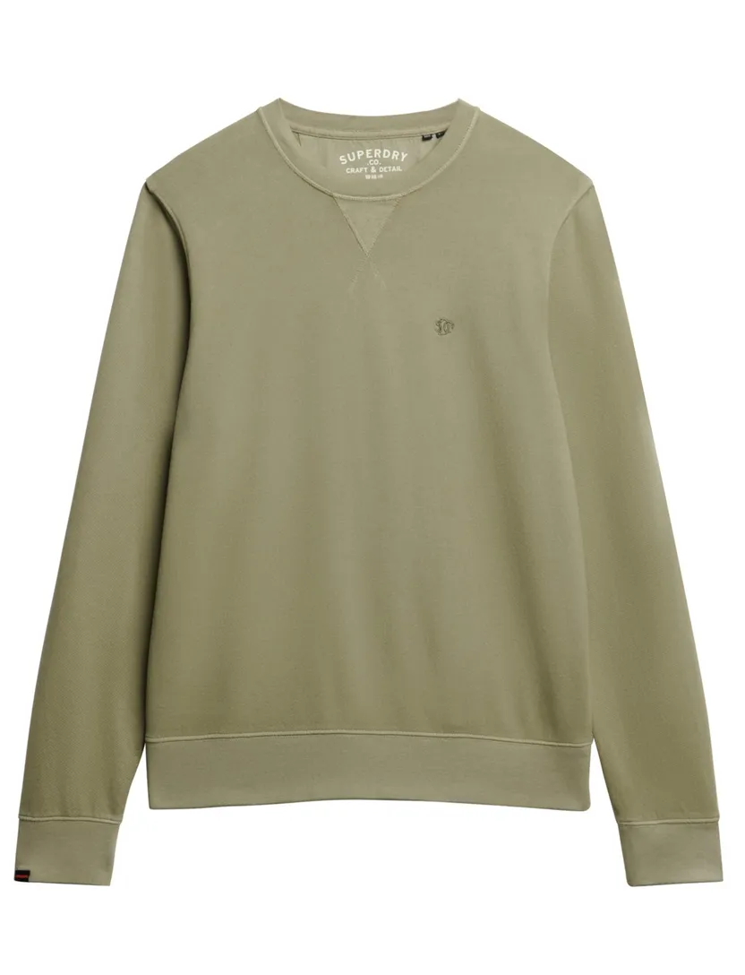 Sweater Superdry olijfgroen effen ronde hals