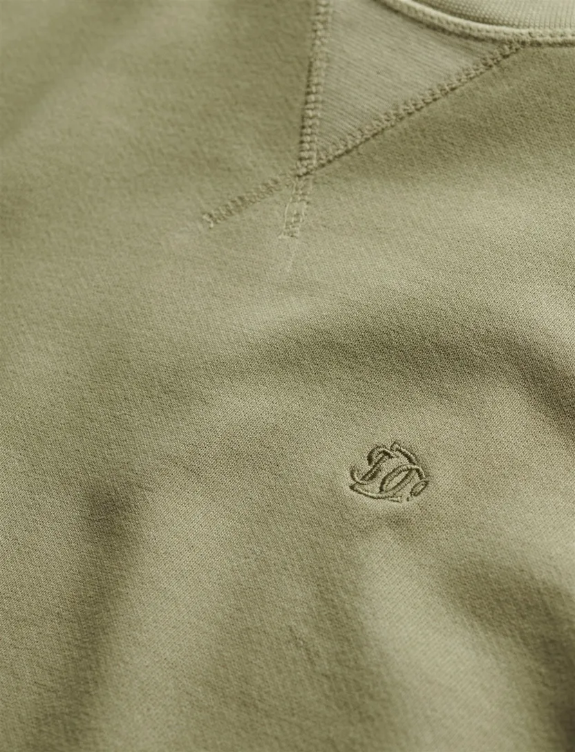 Sweater Superdry olijfgroen effen ronde hals