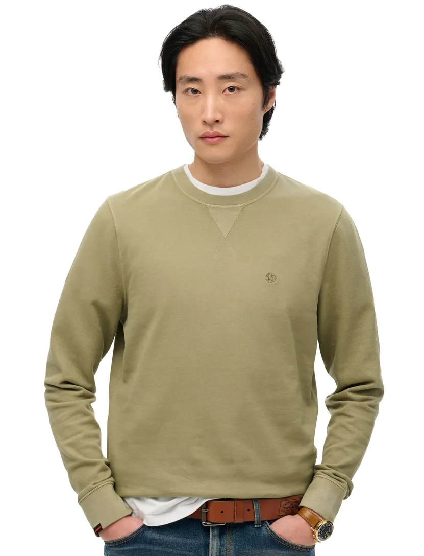 Sweater Superdry olijfgroen effen ronde hals