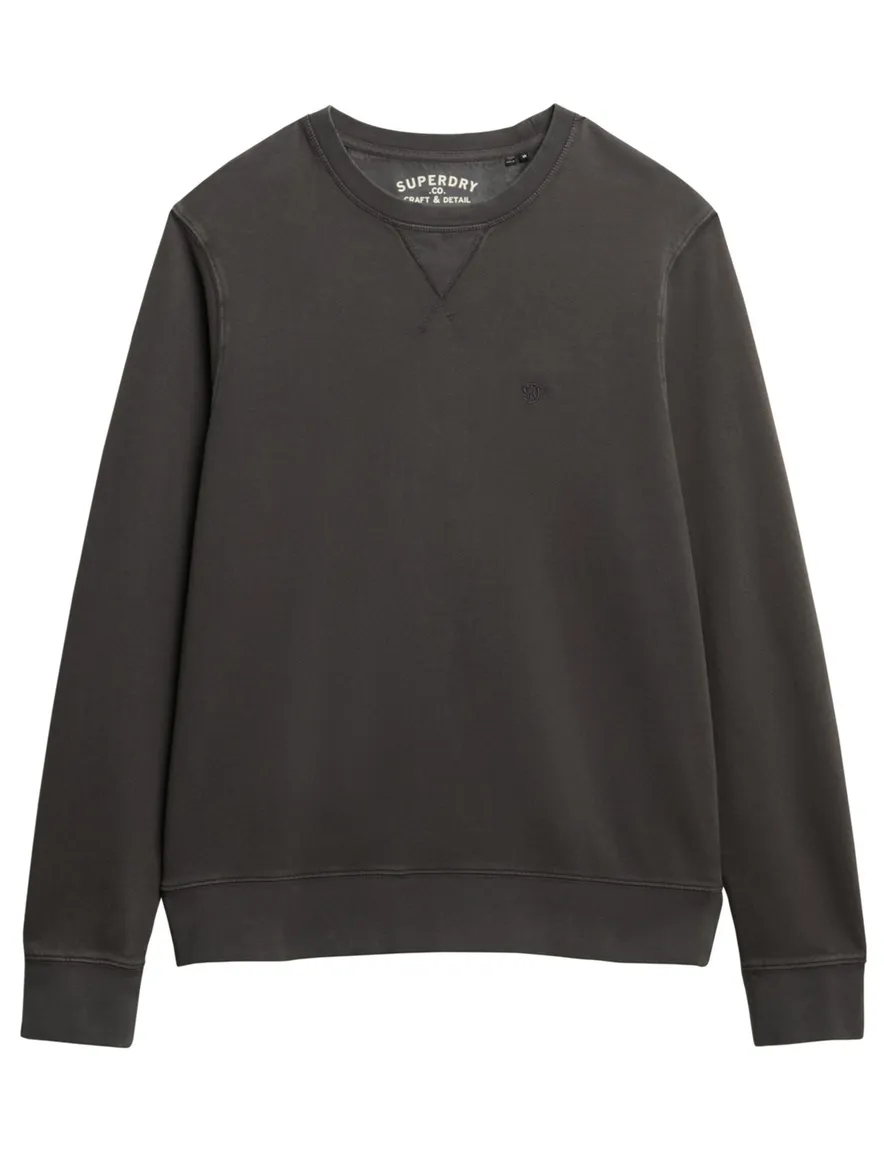 Superdry sweater bruin effen ronde hals katoen