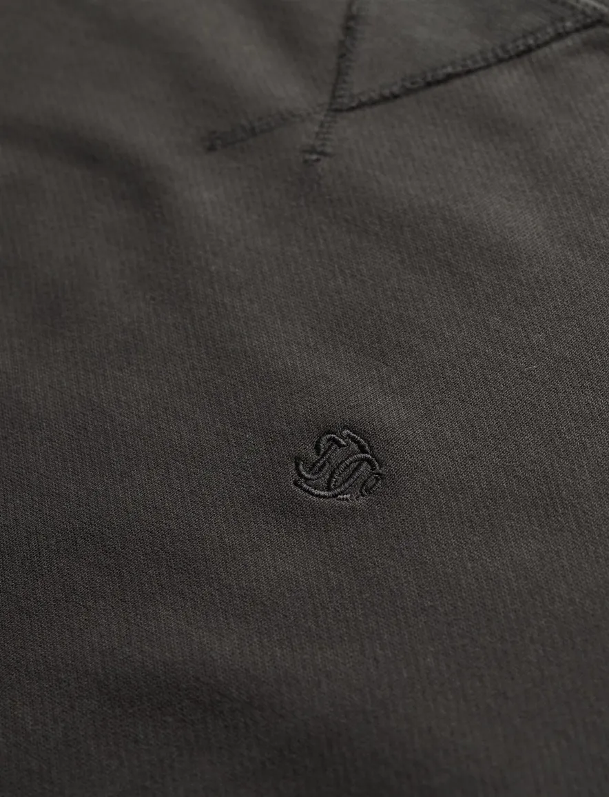 Superdry sweater bruin effen ronde hals katoen