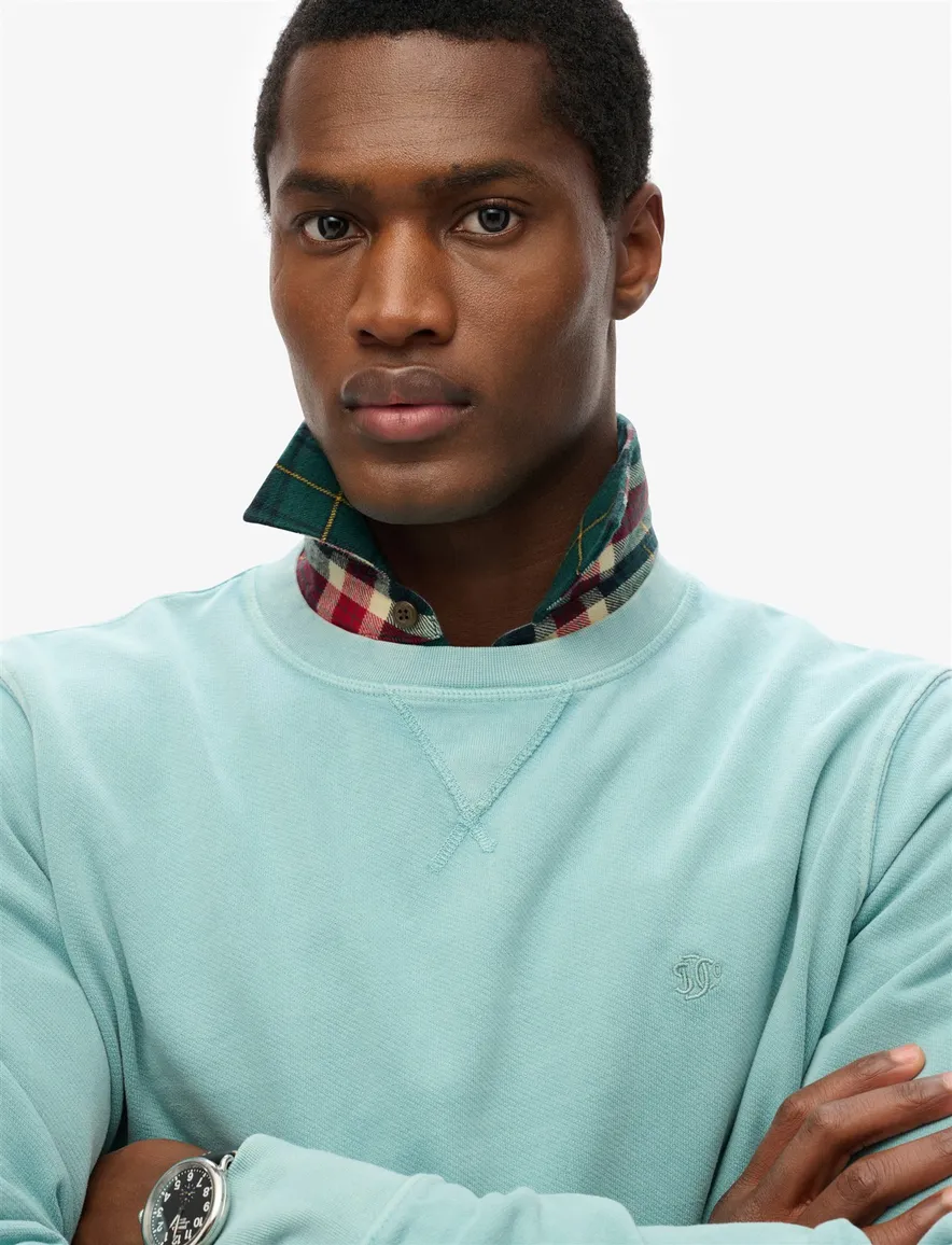 Superdry sweater turquoise effen ronde hals
