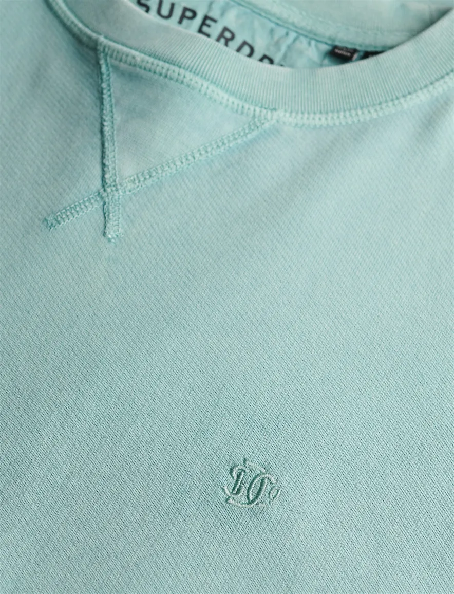 Superdry sweater turquoise effen ronde hals
