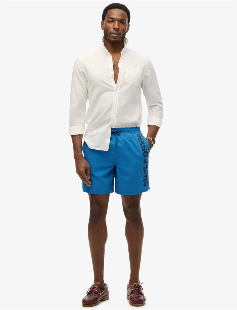 Superdry zwemshort blauw met letters