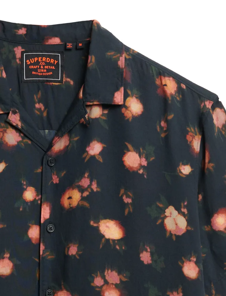 Superdry overhemd geprint korte mouw zwart rood