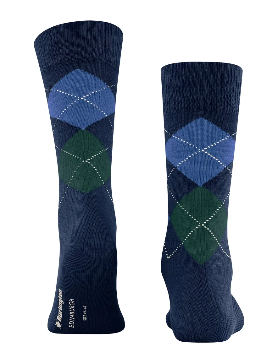 Burlington donkerblauw geruiten sokken