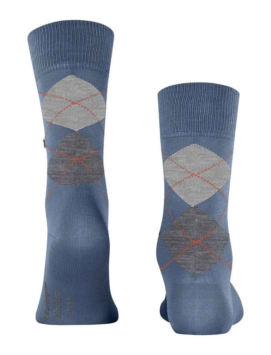 Burlington blauw sokken katoen geruit
