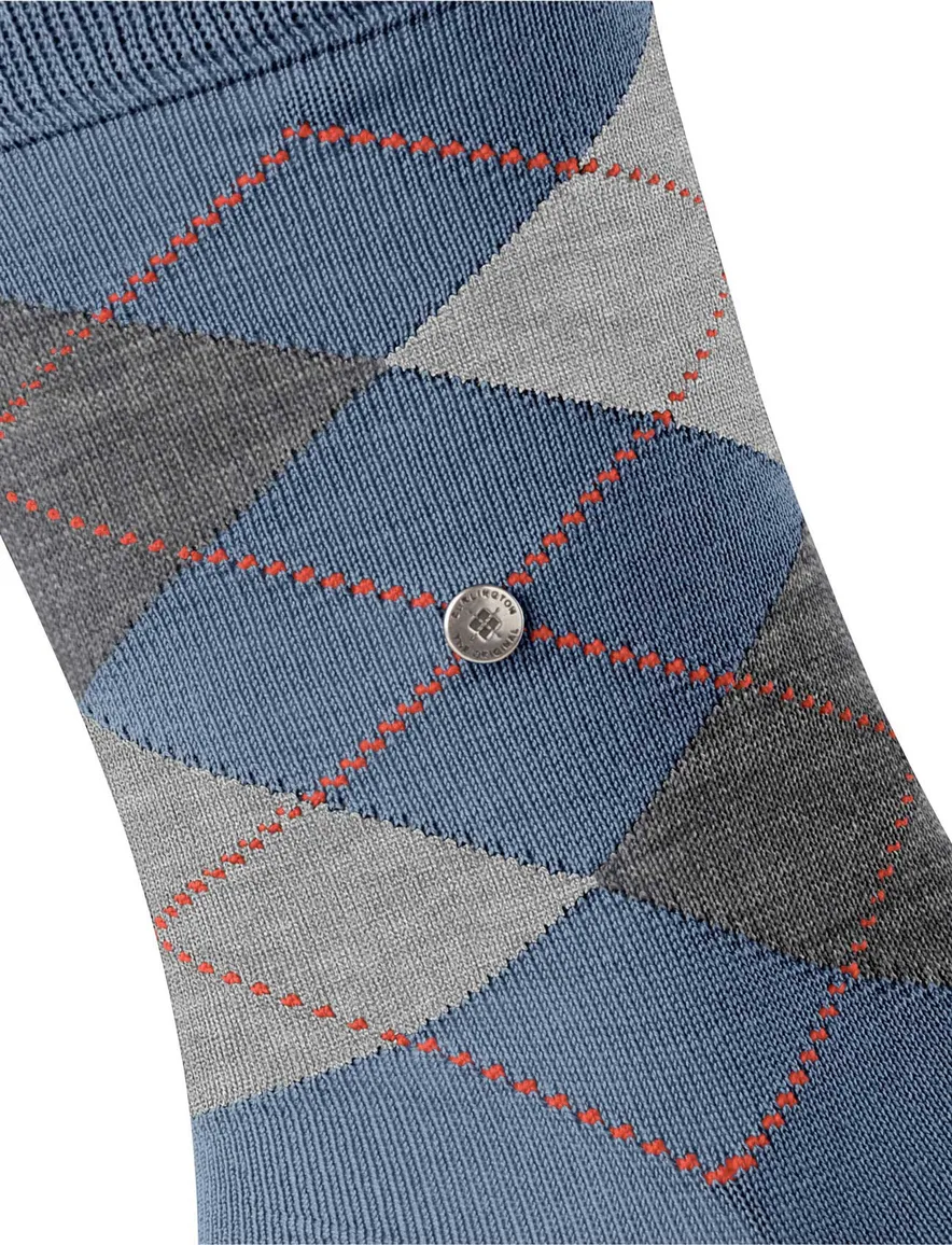 Burlington blauw sokken katoen geruit