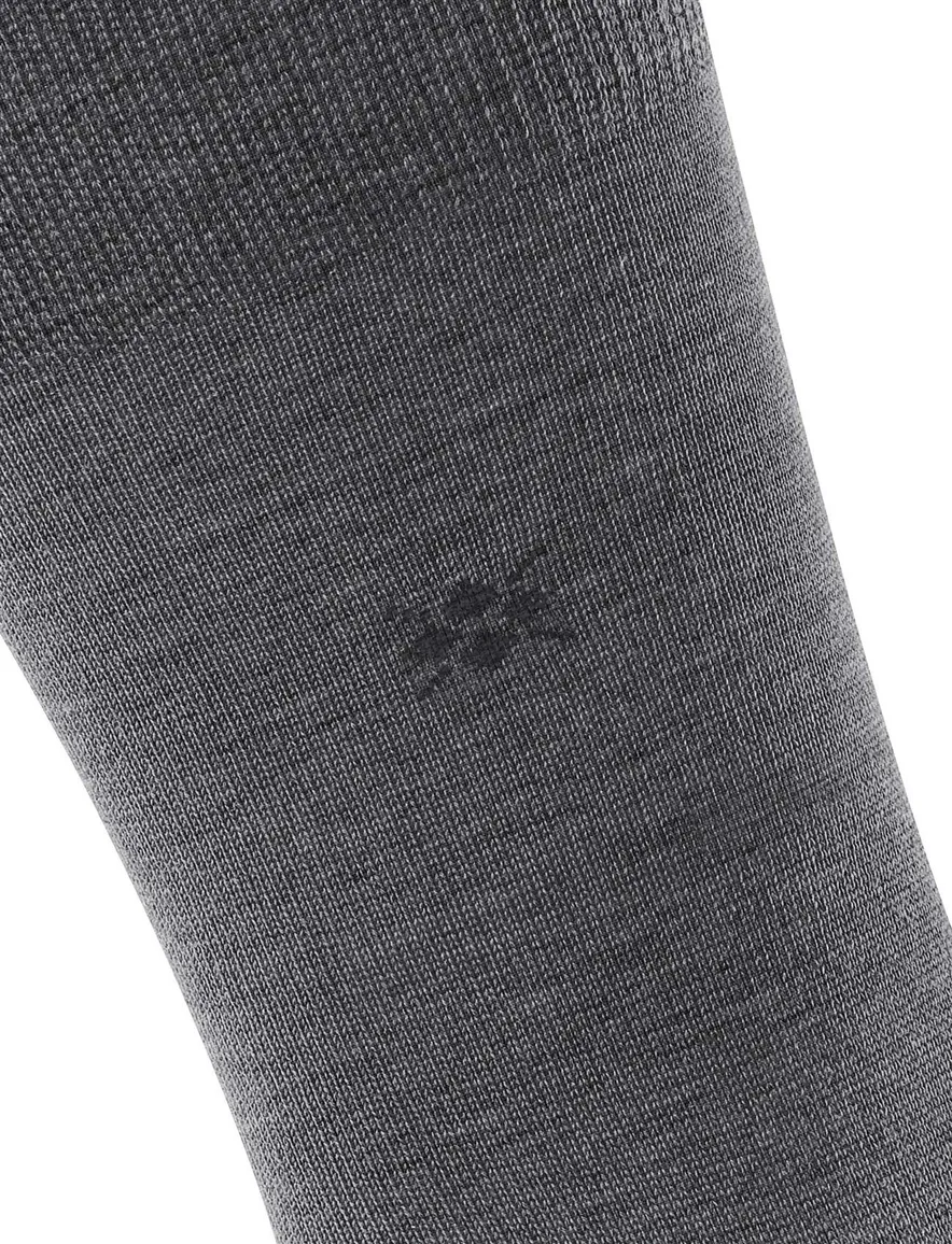 Burlington sokken effen grijs scheerwol met logo