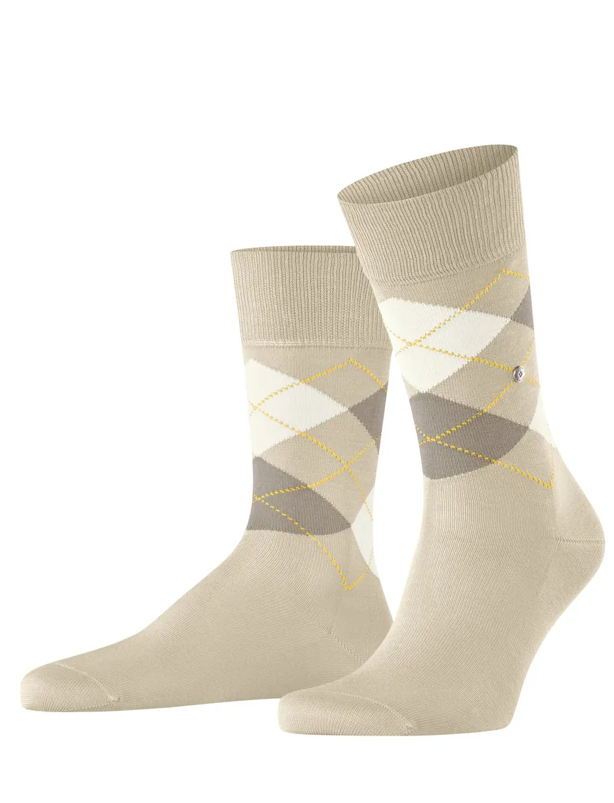 Burlington beige sokken katoen geruit